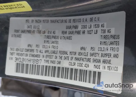 2017 Toyota Yaris Ia из США, поврежденный, VIN 3MYDLBYV1HY181617